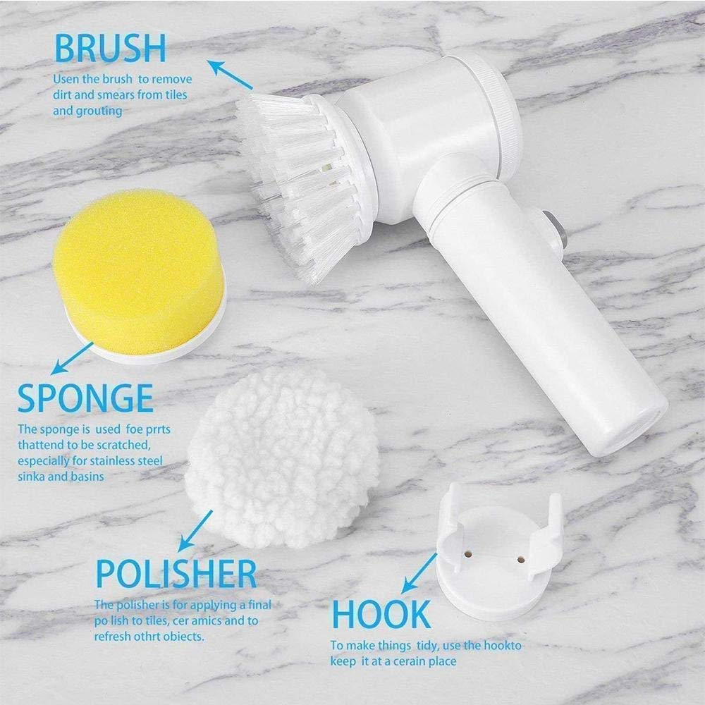 Electric Cleaning Brush, Electric Rotary Cleaning Brush with 3 Brush Heads Insulator Polisher Bathroom Shower Tub Kitchen Stove Floor Car