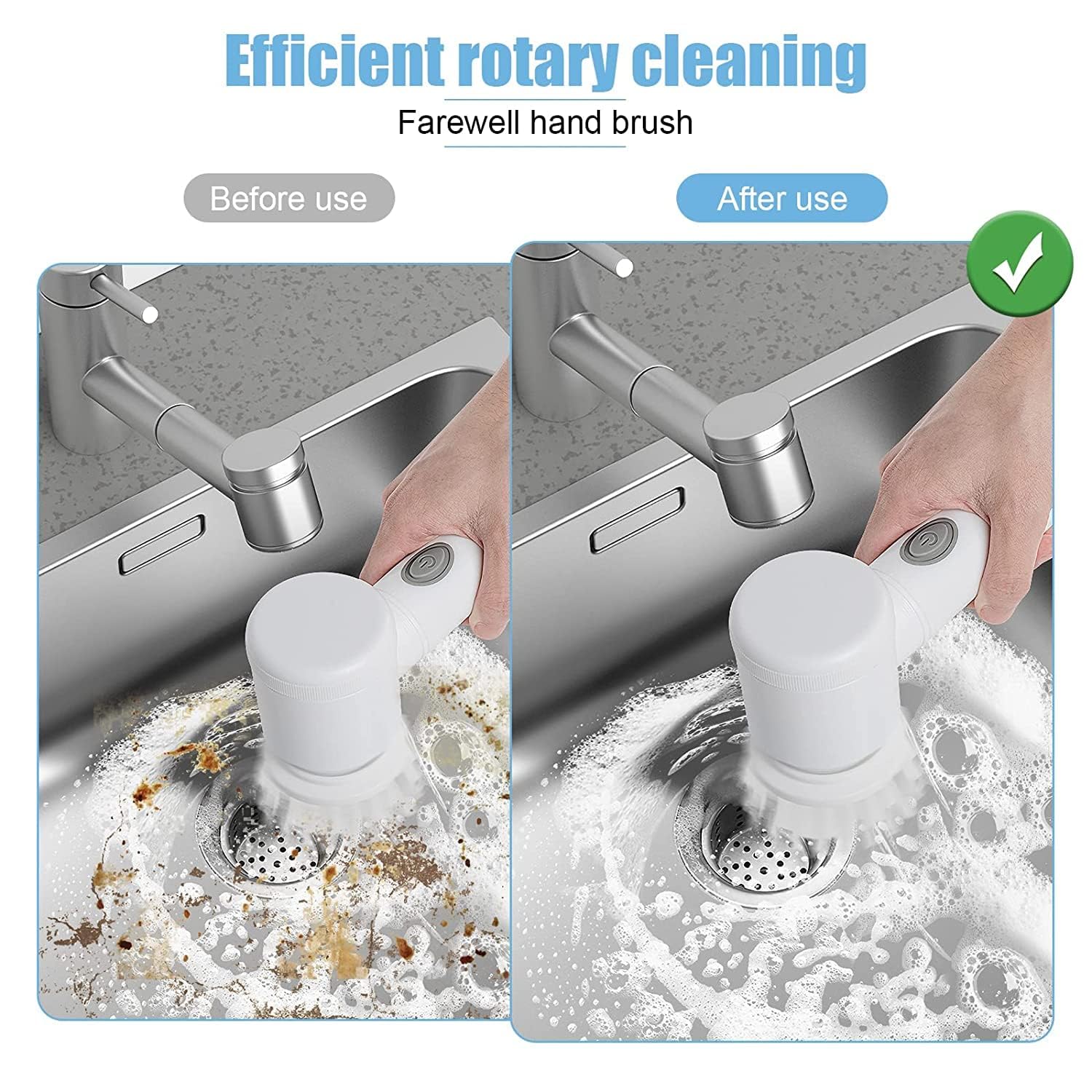 Electric Cleaning Brush, Electric Rotary Cleaning Brush with 3 Brush Heads Insulator Polisher Bathroom Shower Tub Kitchen Stove Floor Car